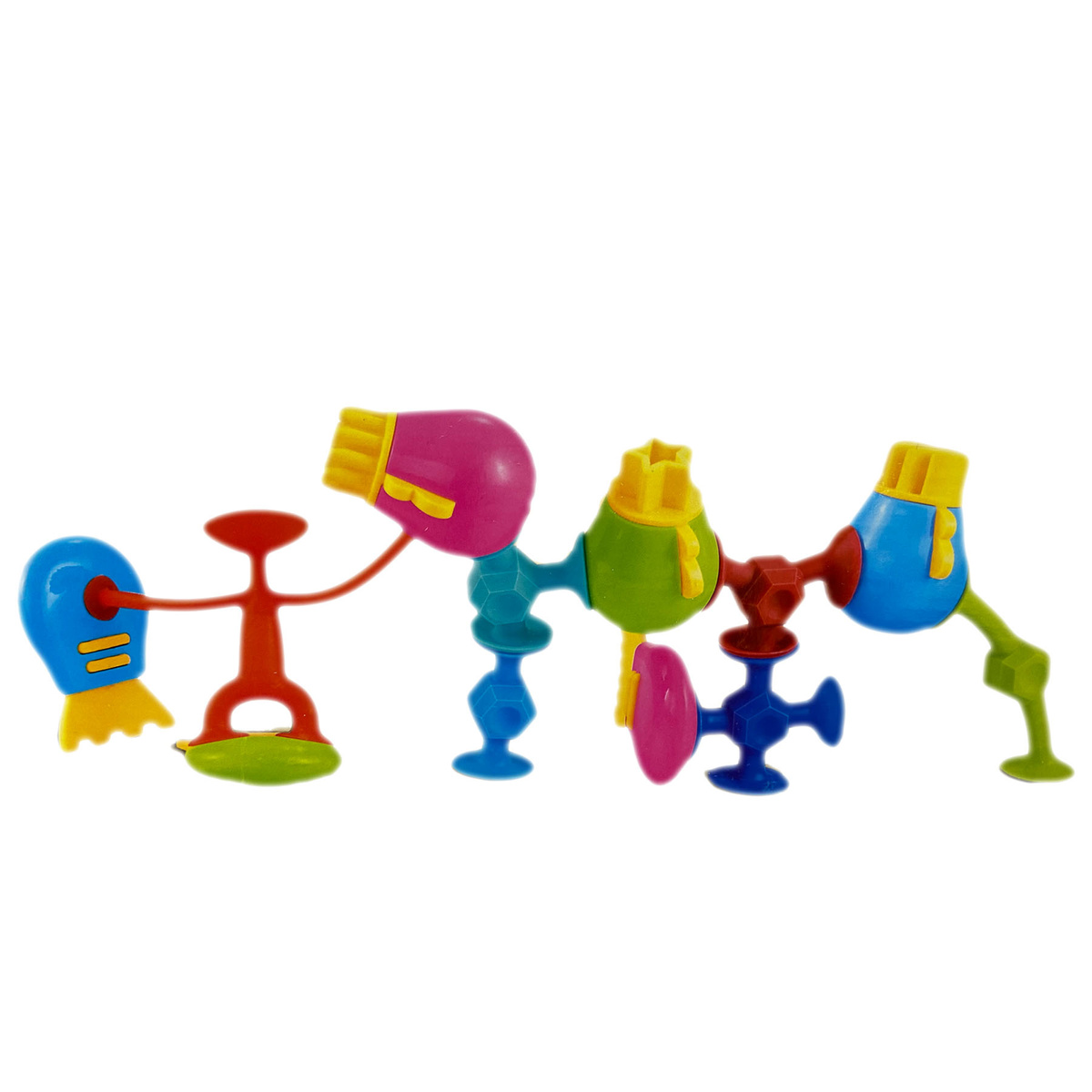 KLOCKI PRZYSSAWKI KONSTRUKCYJNE FIGURKI DUŻY ZESTAW 12 ELEMENTÓW ELASTYCZNE