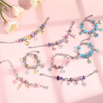 Zestaw do Robienia Bransoletek Koraliki Biżuterii Prezent Zawieszki Kuferek - FIOLETOWY