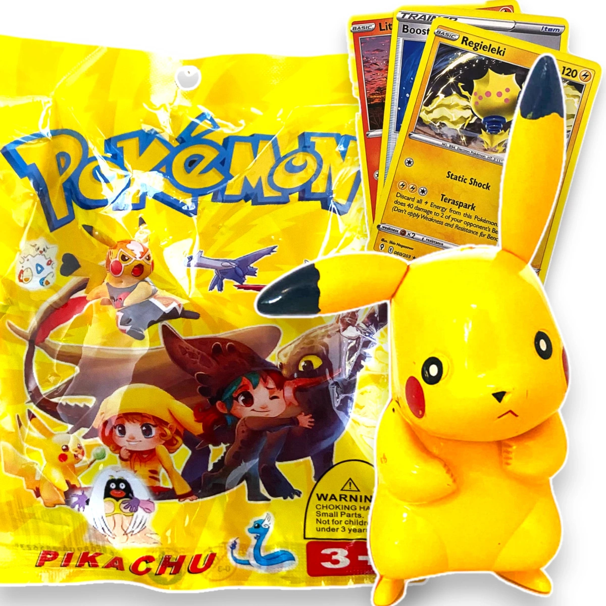 POKEMON SASZETKA NIESPODZIANKA FIGURKA + 3 KARTY KOLEKCJONERSKIE ZESTW 4w1