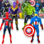AVENGERS ZESTAW 4 FIGURKI FIGURKA HULK SPIDERMAN AMERYKA THANOS + AKCESORIA