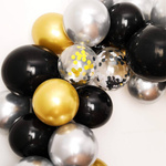 GIRLANDA BALONOWA BALONY ZŁOTA CZARNA ZŁOTO KONFETTI DEKORACJE URODZINOWE 