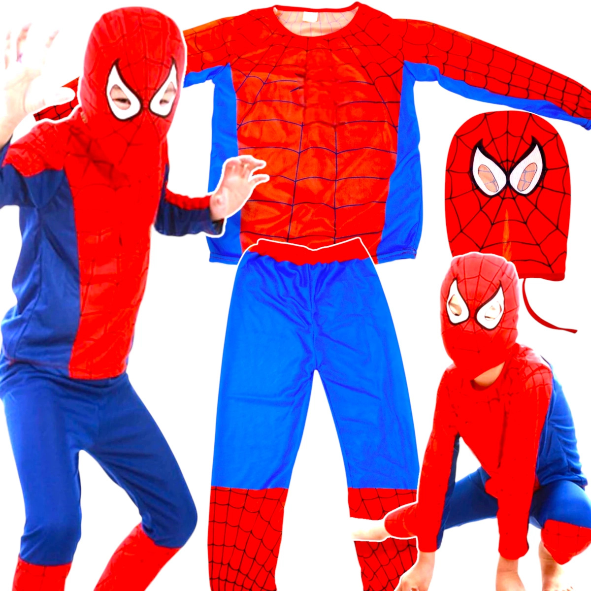 STRÓJ SPIDERMAN PAJĄK KOSTIUM + MASKA 3w1 PRZEBRANIE DLA CHŁOPCA 110-116 M