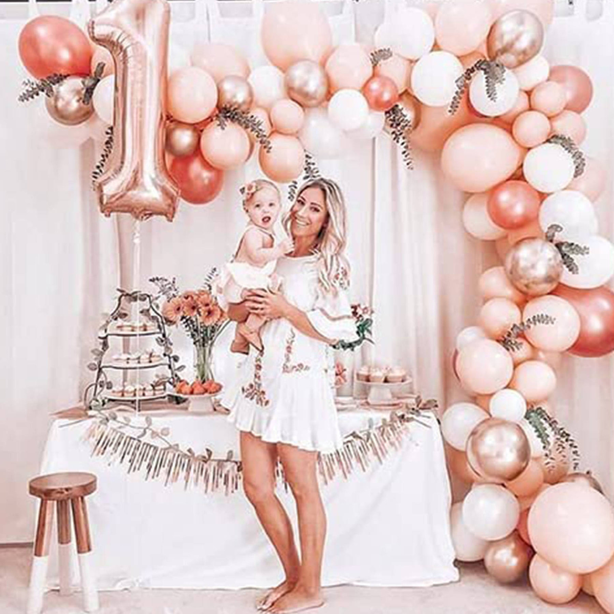 BALON FOLIOWY CYFRA 1 JEDEN ROSE GOLD NA URODZINY JUBILEUSZ URODZINOWY 40CM