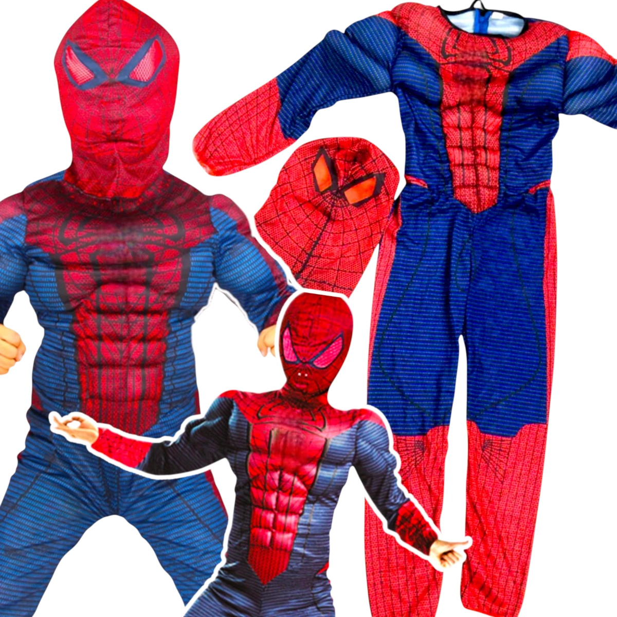 STRÓJ SPIDERMANA DLA CHŁOPCA SPIDERMAN KOSTIUM GRUBY MIĘŚNIE MASKA 98-110