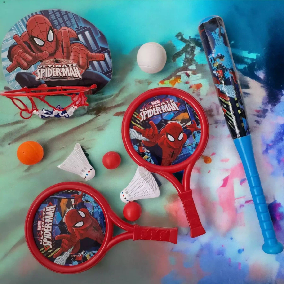 ZESTAW SPORTOWY 6w1 BASEBALL KOSZYKÓWKA RAKIETKI PIŁECZKI LOTKI KIJ ZABAWKI