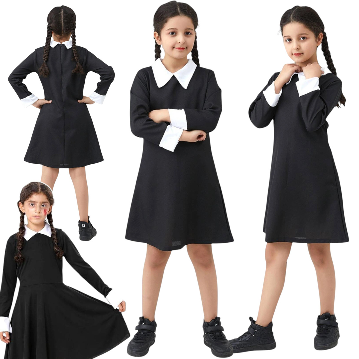 STRÓJ WEDNESDAY ADDAMS SUKIENKA NA IMPREZĘ PRZEBRANIE NA HALLOWEEN rozm XL