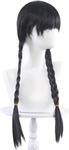 PERUKA WEDNESDAY ADDAMS WŁOSY COSPLAY WARKOCZE Z GRZYWKĄ 60CM NA IMPREZĘ