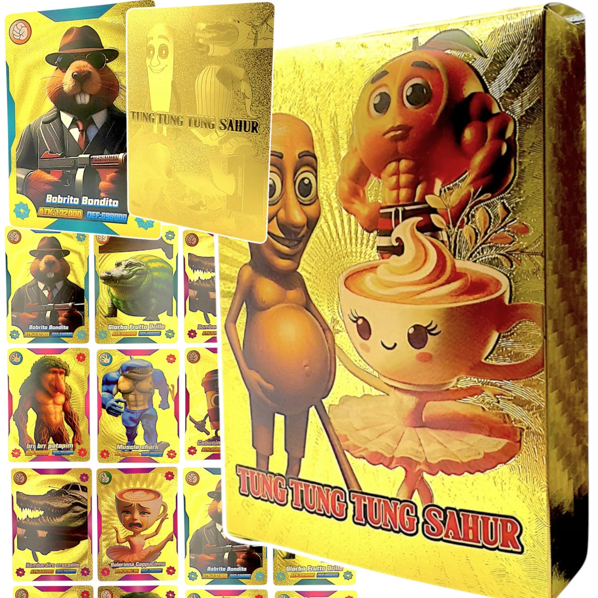 BRAINROT KARTY KOLEKCJONERSKIE ZŁOTE TUNG TUNG SAHUR BALERINA KAPUCZINA 55