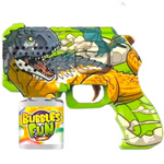 PISTOLET WYRZUTNIA DO BANIEK MYDLANYCH DINOZAUR T-REX MASZYNA BAŃKI MYDLANE