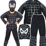 SPIDERMAN CZŁOWIEK PAJĄK MASKA 98-110 PRZEBRANIE CZARNY KOSTIUM DLA CHŁOPCA