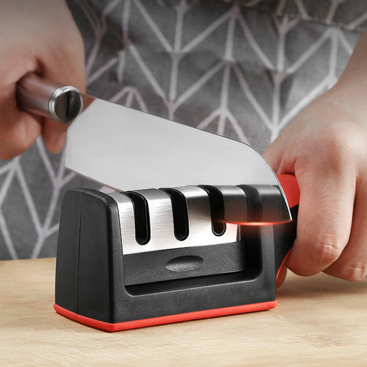 OSTRZAŁKA OSEŁKA DO NOŻY NOŻYCZEK KUCHENNYCH TRÓJFAZOWA OSTRA PORĘCZNA 3w1