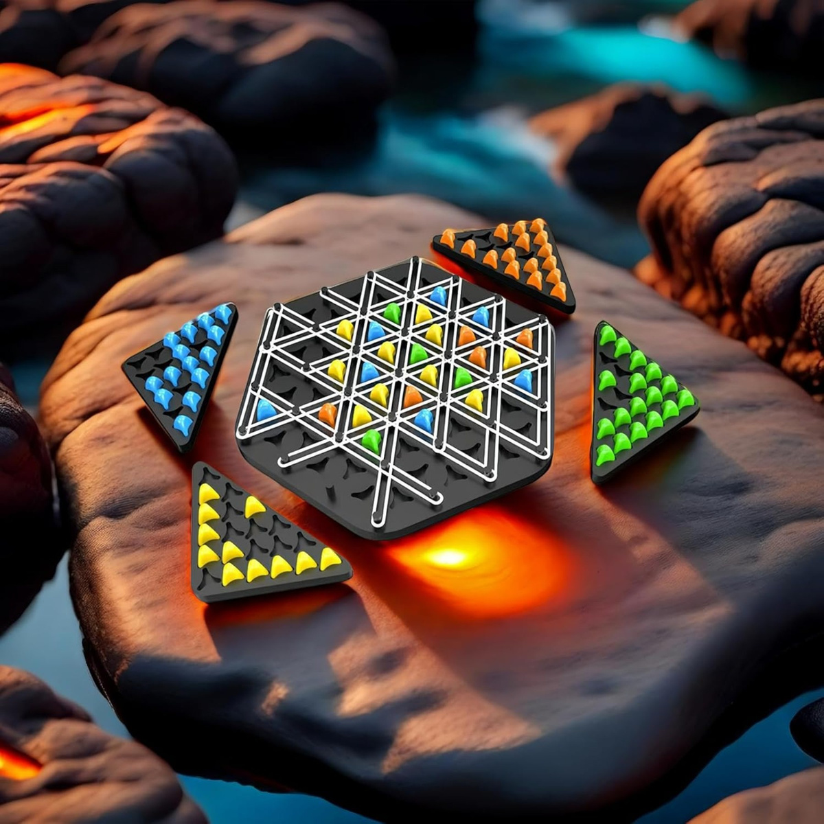 TRIGGLE STRATEGICZNA GRA PLANSZOWA TRÓJKĄTY GUMKI 3D GRA ŁAMIGŁOWKA PIONKI