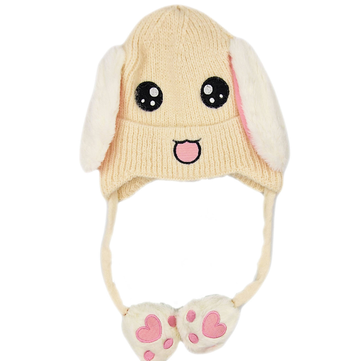 CZAPKA Z RUCHOMYMI USZAMI ZIMOWA KRÓLIK ŁAPKI USZY CIEPŁA Z ŁAPKAMI USZKA