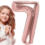 BALON FOLIOWY CYFRA 7 RÓŻOWE ZŁOTO NA URODZINY IMPREZĘ JUBILEUSZ 80cm