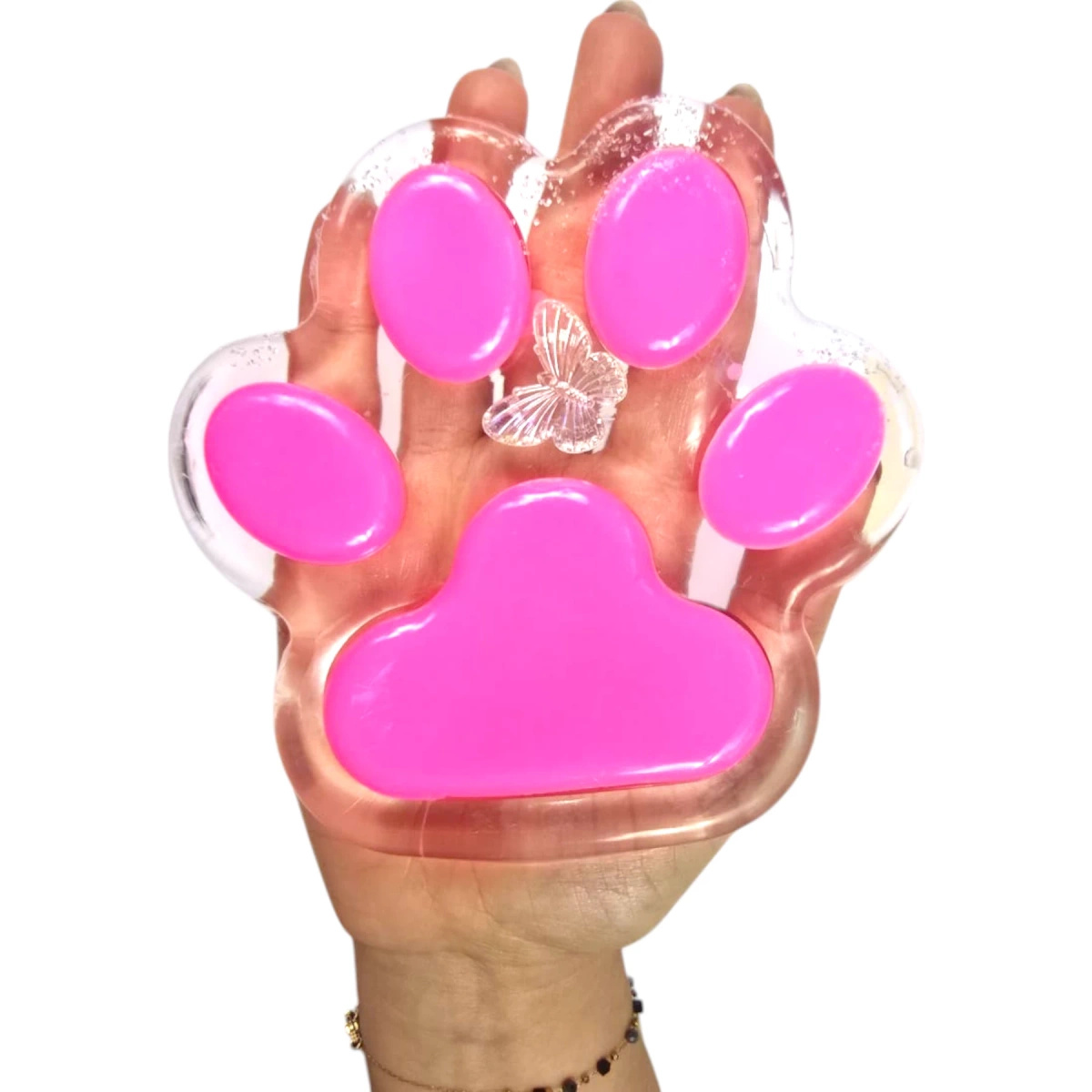 GNIOTEK ANTYSTRESOWY KOCIA ŁAPKA Z MOTYLEM ZABAWKA SENSORYCZNA ANTYSTRESOWA