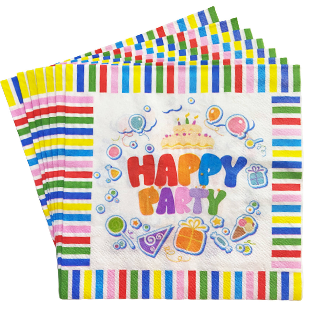 SERWETKI URODZINOWE PAPIEROWE HAPPY PARTY NA URODZINY DLA DZIECKA 12szt.