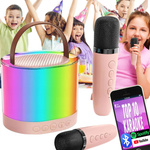 ZESTAW KARAOKE 2 MIKROFONY BEZPRZEWODOWY PRZENOŚNY GŁOŚNIK BLUETOOTH LED