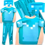 STRÓJ MINECRAFT PRZEBRANIE DLA CHŁOPCA STEVE DIAMENTOWY MASKA KOSTIUM BAL