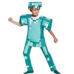 STRÓJ MINECRAFT PRZEBRANIE DLA CHŁOPCA STEVE DIAMENTOWY MASKA KOSTIUM BAL