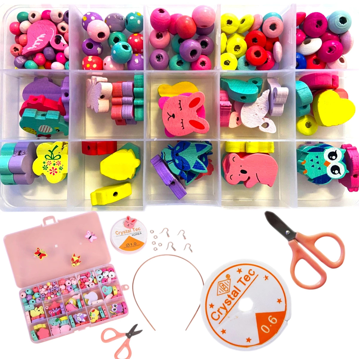 KREATYWNY ZESTAW KORALIKÓW DO TWORZENIA BRANSOLETEK OPASEK + AKCESORIA DIY