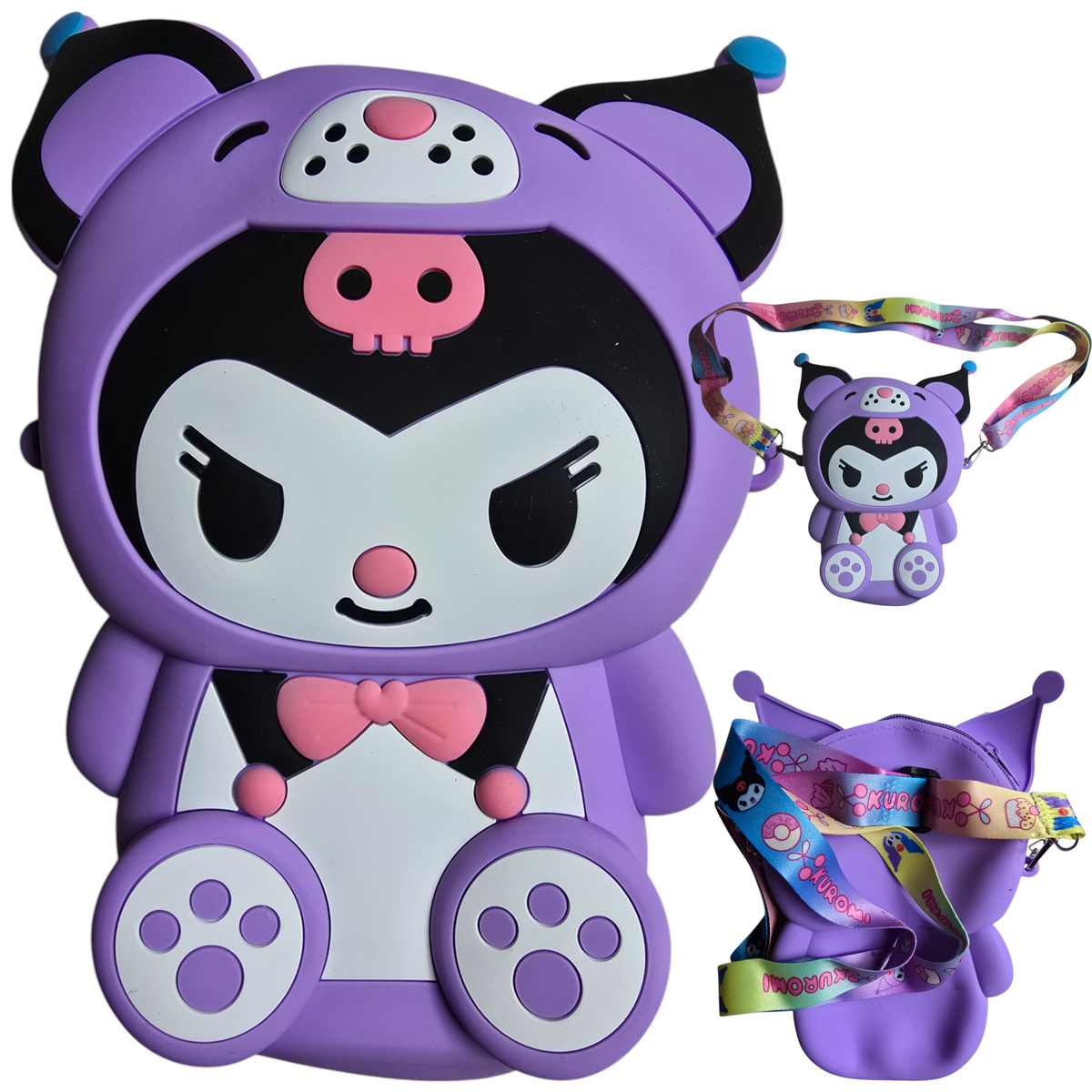 UROCZA TOREBKA DLA DZIEWCZYNKI KUROMI SILIKONOWA POJEMNA PORTFELIK KAWAII