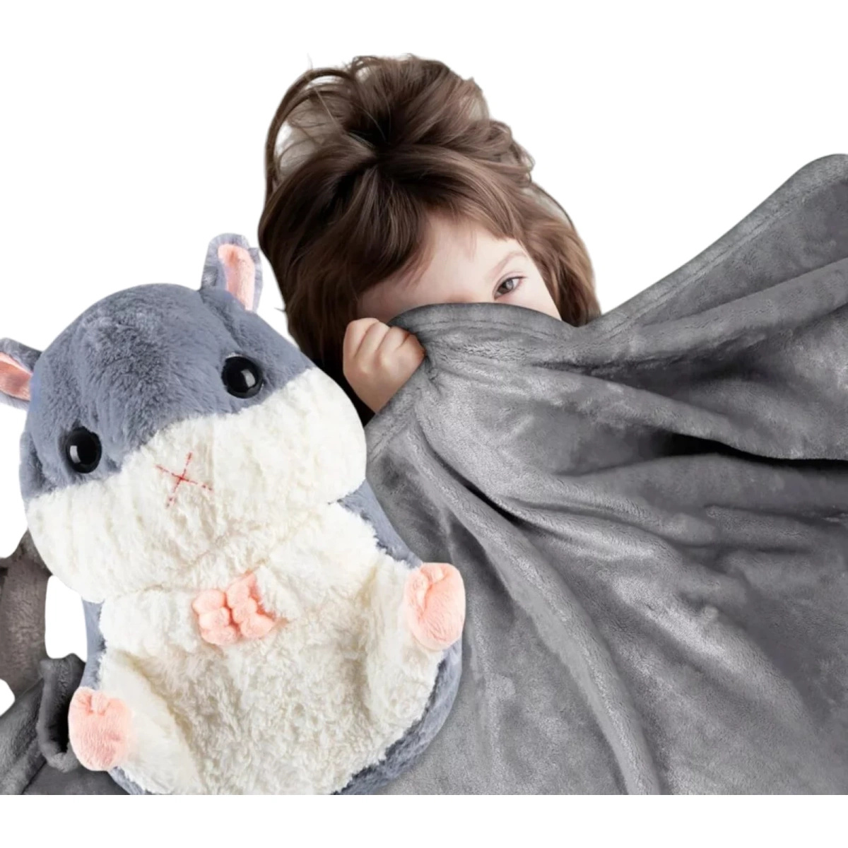 CHOMIK Z KOCYKIEM DUŻA MASKOTKA PRZYTULANKA PODUSZKA KOCYK PLUSZAK 35CM