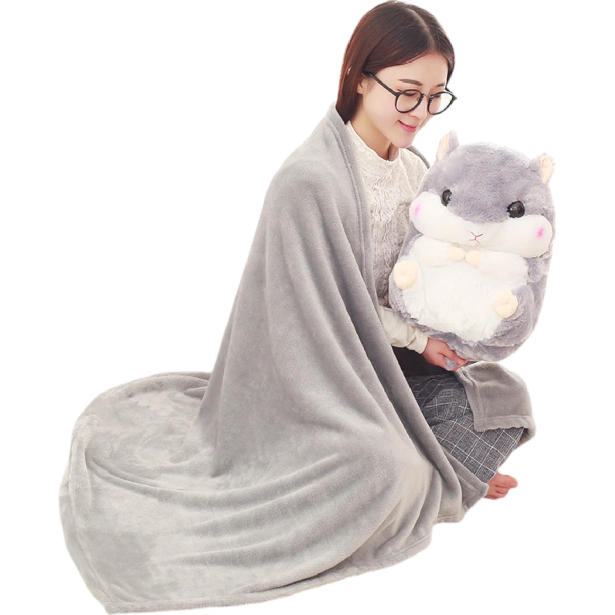 CHOMIK Z KOCYKIEM DUŻA MASKOTKA PRZYTULANKA PODUSZKA KOCYK PLUSZAK 35CM