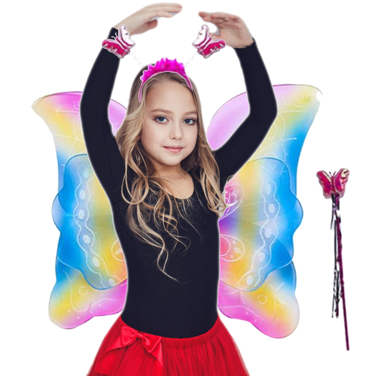 Strój Dla Dzieci Motylek 3w1 Tęczowy