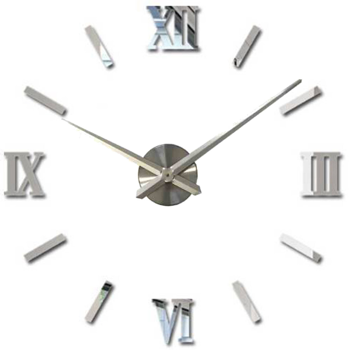 NOWOCZESNY DUŻY ZEGAR ŚCIENNY NAKLEJANY NA ŚCIANE 3D LUSTRO CICHY 130-70CM 