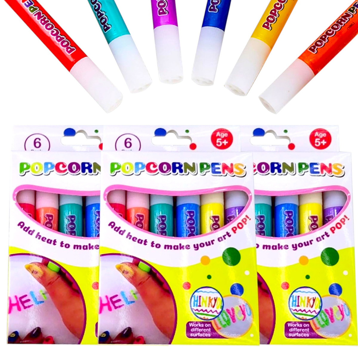  FLAMASTER MAZAK POPCORN PENS DŁUGOPIS KREDKA 3D ZESTAW 6 SZT DLA DZIECI