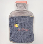 DUŻY TERMOFOR GUMOWY W SWETERKU POKROWIEC PLUSZOWY OGRZEWACZ 2 LITRY CIEPŁY