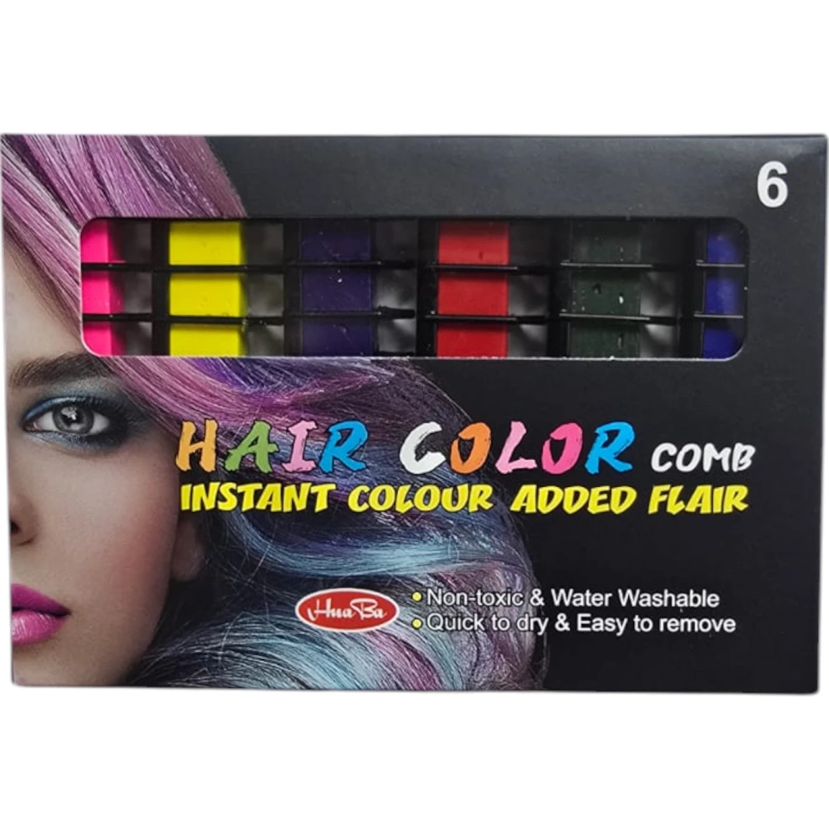 FARBY DO KOLOROWANIA MALOWANIA WŁOSÓW NA GRZEBIENIU 6 KOL FARBKI ZMYWALNE 