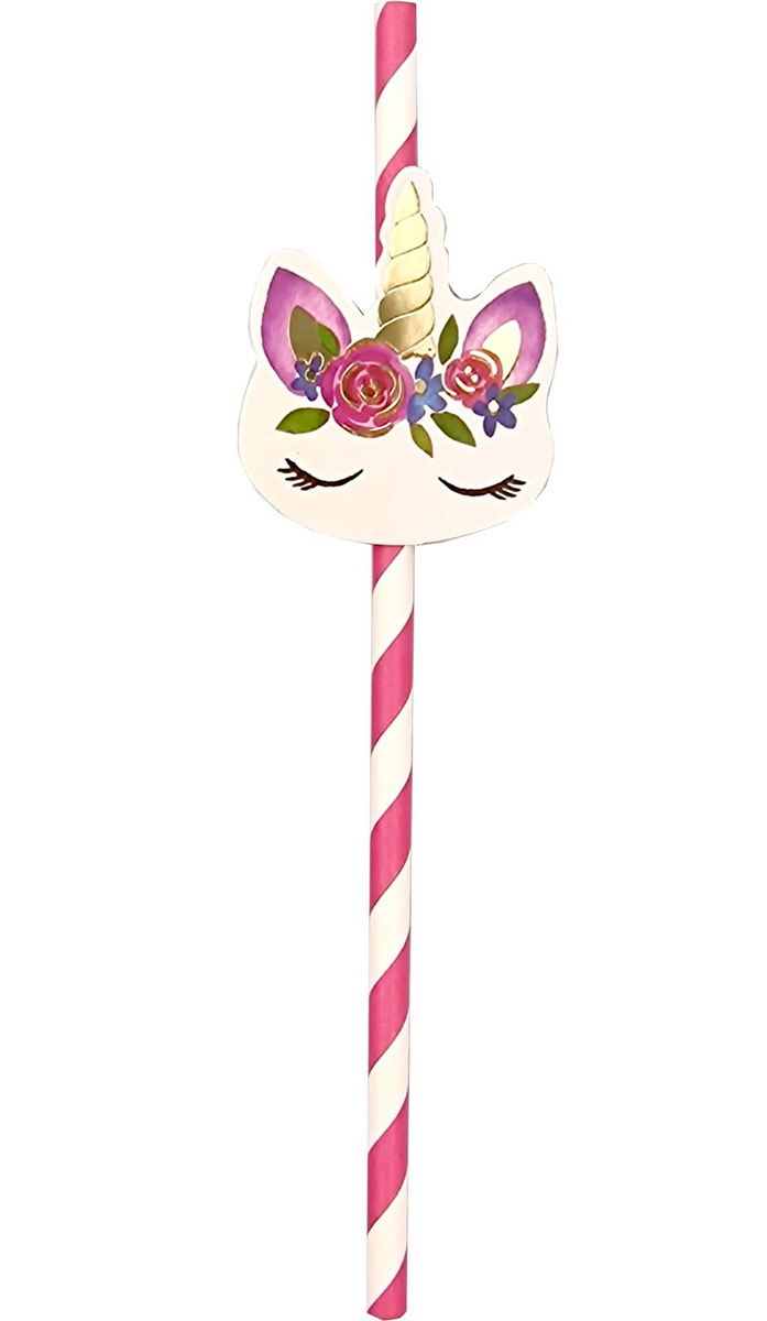 SŁOMKI PAPIEROWE RURKI DO NAPOJÓW JEDNOROŻEC 6 szt JEDNORAZOWE EKOLOGICZNE