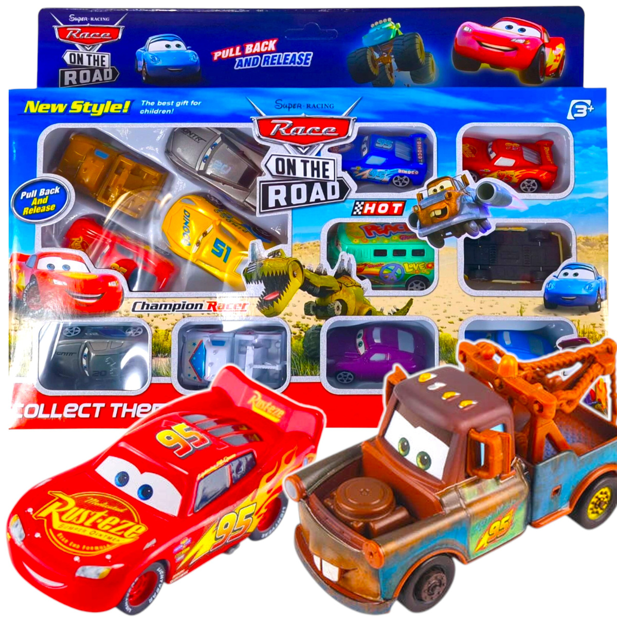 SAMOCHODY Z BAJKI CARS POJAZDY AUTA ZESTAW 12 SAMOCHODÓW 12w1 ZYGZAK ZŁOMEK