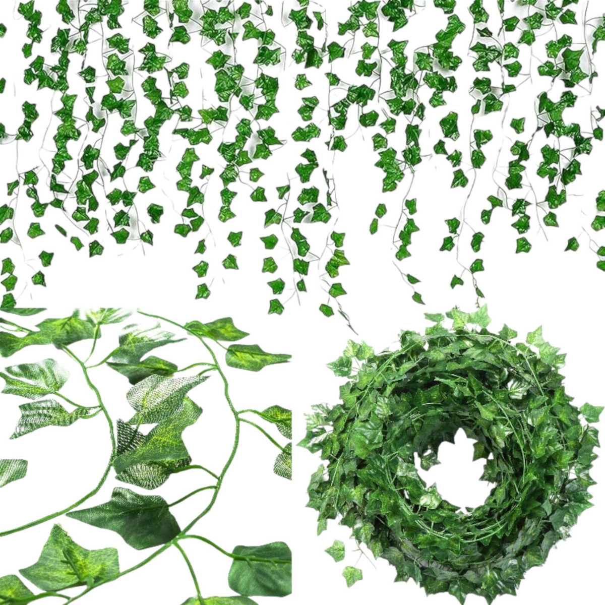 SZTUCZNY BLUSZCZ ROŚLINA WISZĄCA NA ŚCIANĘ BALKON SZTUCZNE LIŚCIE 25M 12SZT