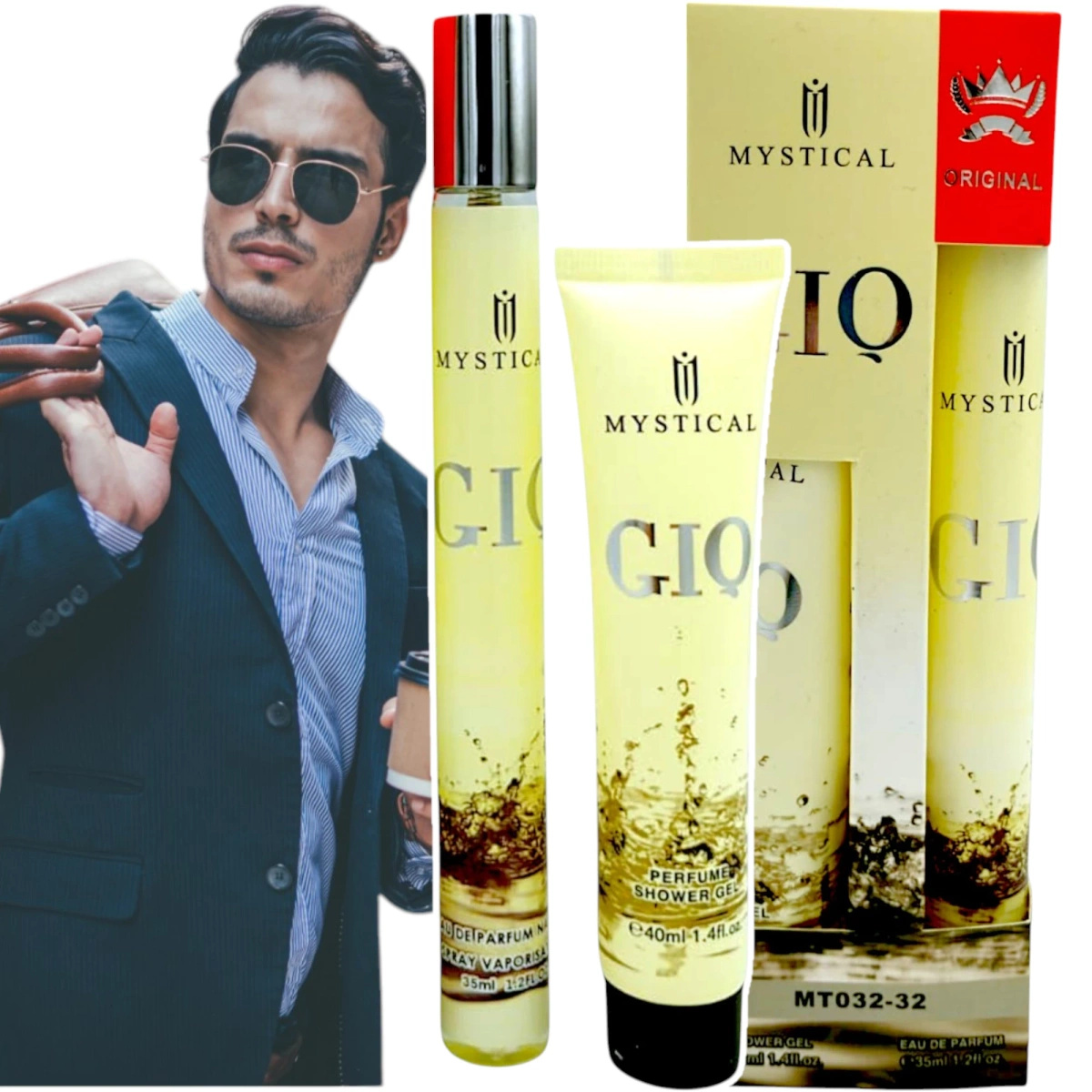 ZESTAW DLA MĘŻCZYZN ŻEL DO MYCIA CIAŁA 40ml + PERFUMETKA 35ml MYSTICAL GIQ