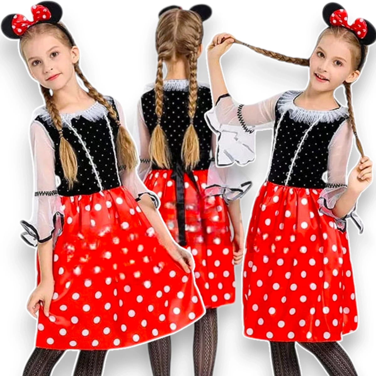 STRÓJ MYSZKA MINNIE USZY OPASKA SUKIENKA 110-118