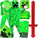 MINECRAFT Strój dla chłopca CREEPER / kostium na bal rozmiar S 110-120 cm + miecz