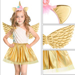 MAGICZNY STRÓJ JEDNOROŻEC DLA DZIEWCZNKI NA BAL SKRZYDŁA OPASKA SPÓDNICZKA