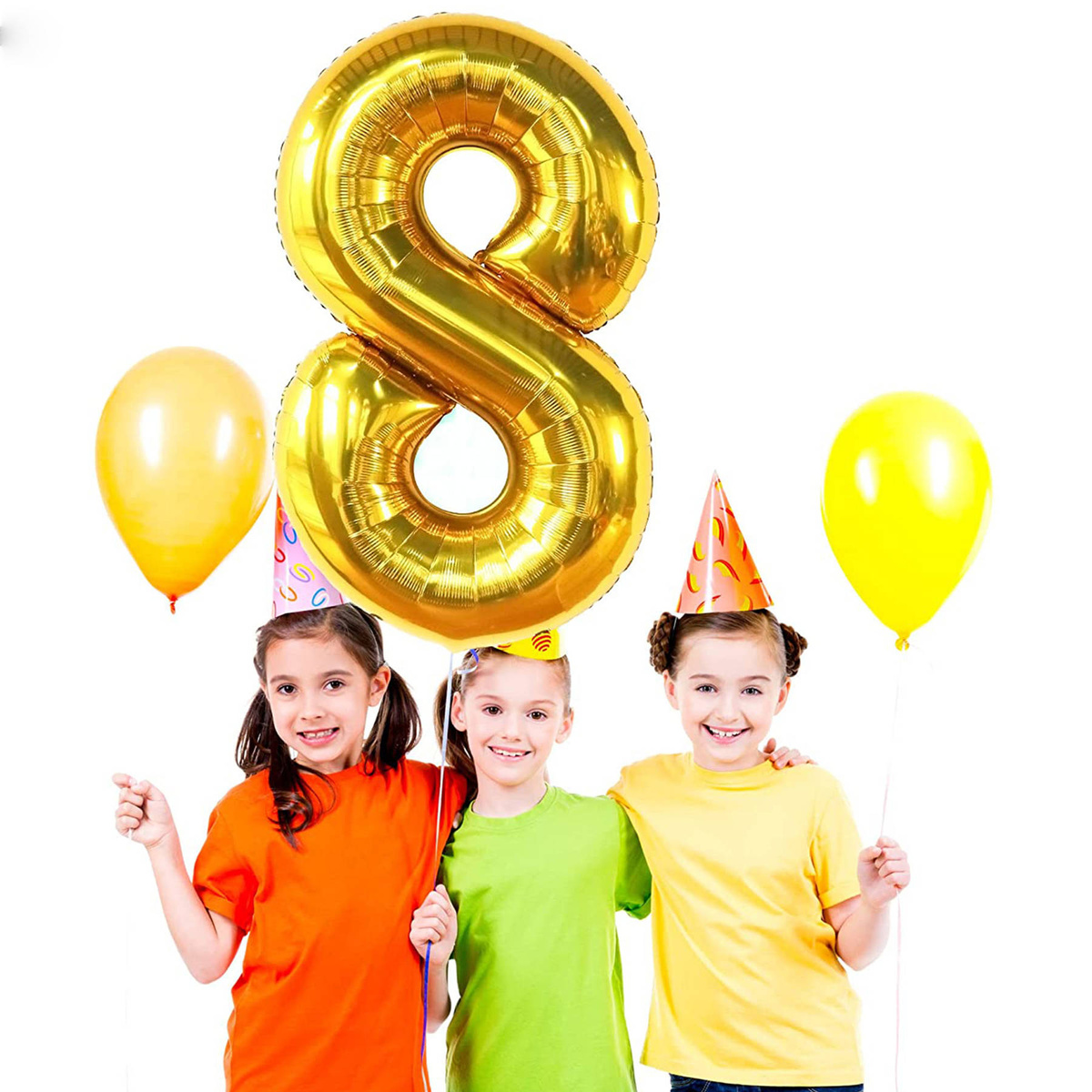 BALON FOLIOWY CYFRA 8 OSIEM ZŁOTY URODZINOWY NA URODZINY JUBILEUSZ 40cm