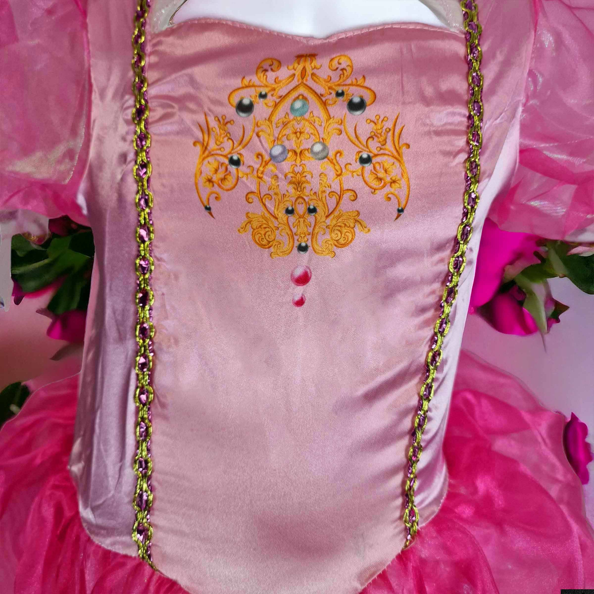 SUKNIA BALOWA DLA DZIEWCZYNKI NA BAL KSIĘŻNICZKA PEACH Z MARIO roz S 98-104