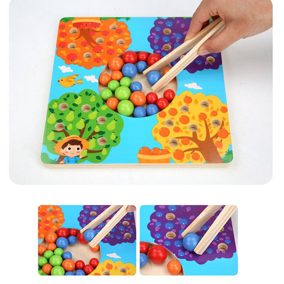 DREWNIANA GRA ZRĘCZNOŚCIOWA ŁOWIENIE RYBEK KULKI ŁAPANIE KULEK GRA EDUKACJA