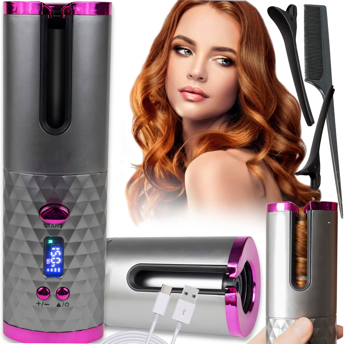 LOKÓWKA DO WŁOSÓW AUTOMATYCZNA CERAMICZNA LCD  USB AKUMULATOR NA PREZENT