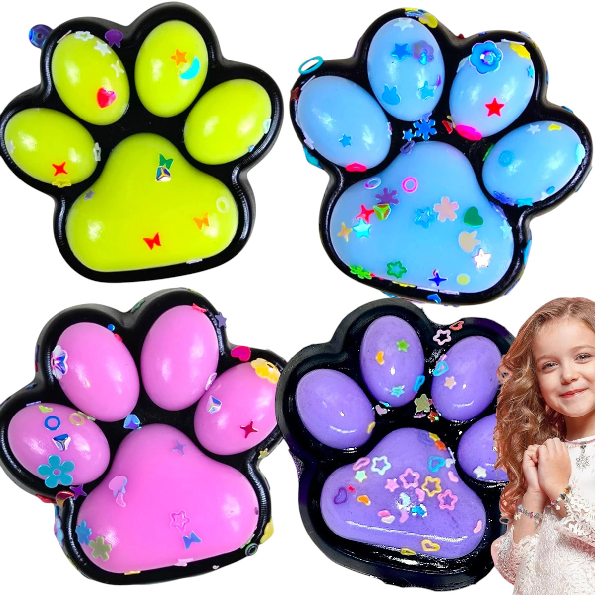 KOCIA ŁAPKA GNIOTEK ANTYSTRESOWY SQUISHY ZESTAW 4 SZTUKI GNIOTKI ŁAPAKI KOT