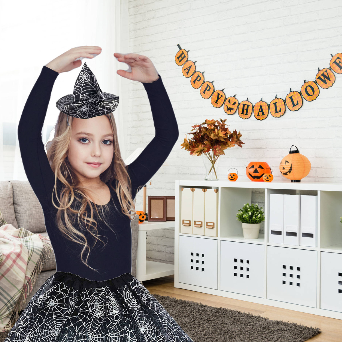 STRÓJ WIEDŻMA KOSTIUM ZESTAW 2W1 SPÓDNICZKA OPASKA HALLOWEEN