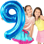 BALON FOLIOWY CYFRA 9 NIEBIESKI  NA URODZINY IMPREZĘ JUBILEUSZ 100cm