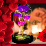 WIECZNA RÓŻA W SZKLE ŚWIECĄCA ŚWIECI LED FLOWERBOX BUKIET KWIATY NA PREZENT