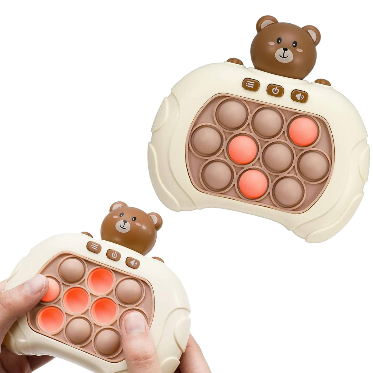 GRA ZRĘCZNOŚCIOWA POP IT ANTYSTRESOWA ELEKTRYCZNA KONSOLA MIŚ 80 POZIOMÓW