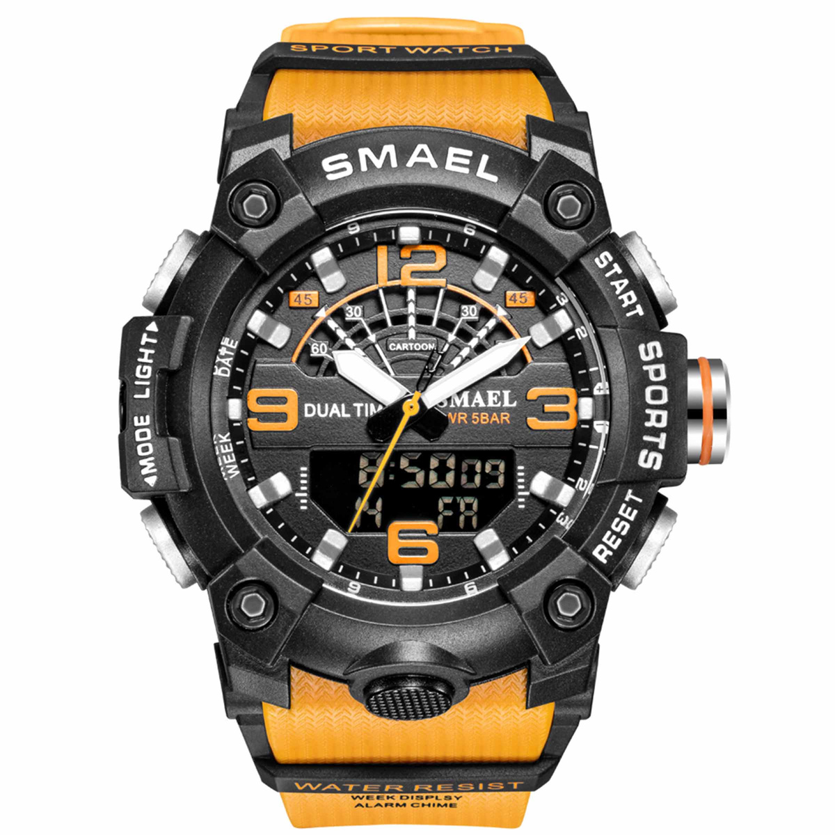 MODNY MĘSKI SPORTOWY ZEGAREK SMAEL STOPER BUDZIK MOCNY WODOODPORNY KOLORY