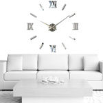 NOWOCZESNY DUŻY ZEGAR ŚCIENNY NAKLEJANY NA ŚCIANE 3D LUSTRO CICHY 130-70CM 